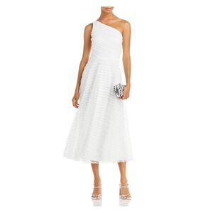 AQUA FORMAL Womens White Mesh Overlay Lined Sleeveless Midi Fit + Flare Dress 4